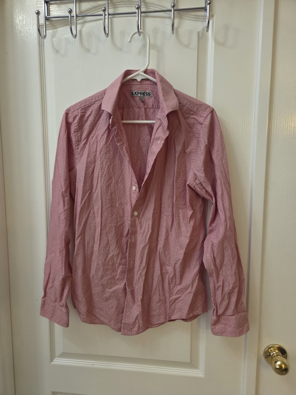 Express Men's Fitted Pink Button-Down Dress Shirt